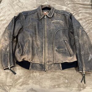 Harley-Davidson Distressed Brown Leather Jacket Men’s